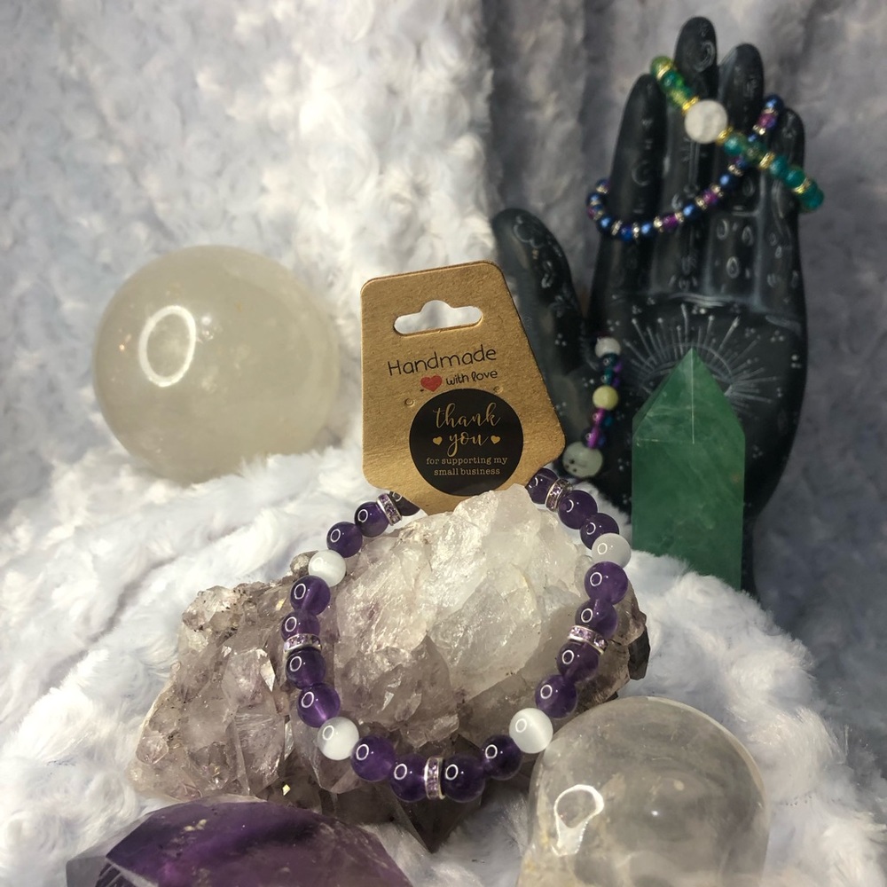 Handcrafted Purple and White Beaded